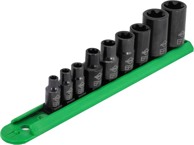 Mayhew Tools 16027 Inverted Torx Plus Socket Bit Set, 9-Piece, Black Oxide Finish, polished chrome