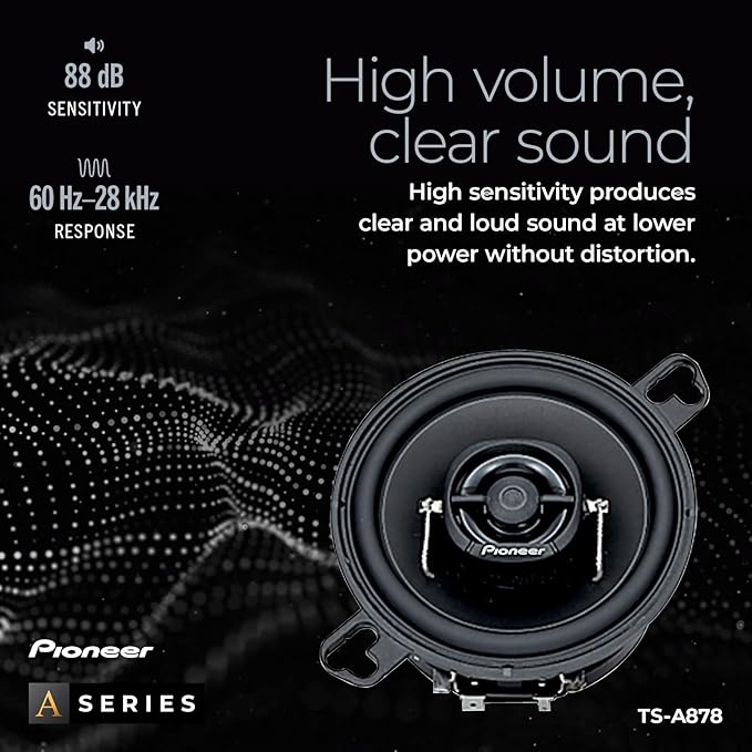 PIONEER A-Series TS-A878 3.5” 2-Way Speakers (Pair) – 60W Max, Balanced Sound + Smooth Treble, Great Stock Replacement, Easy Installation