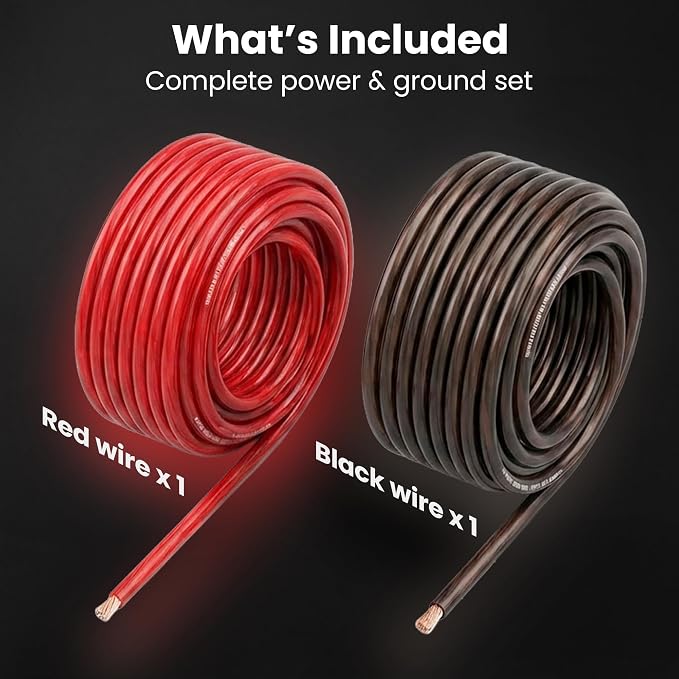 GEARit 4 Gauge Wire, CCA Electrical Wire Extension Cord for Automotive Power/Ground, Battery Cable, Car Audio, RV, Amp Wiring Kit, (25 feet Each- Black/Red Translucent)