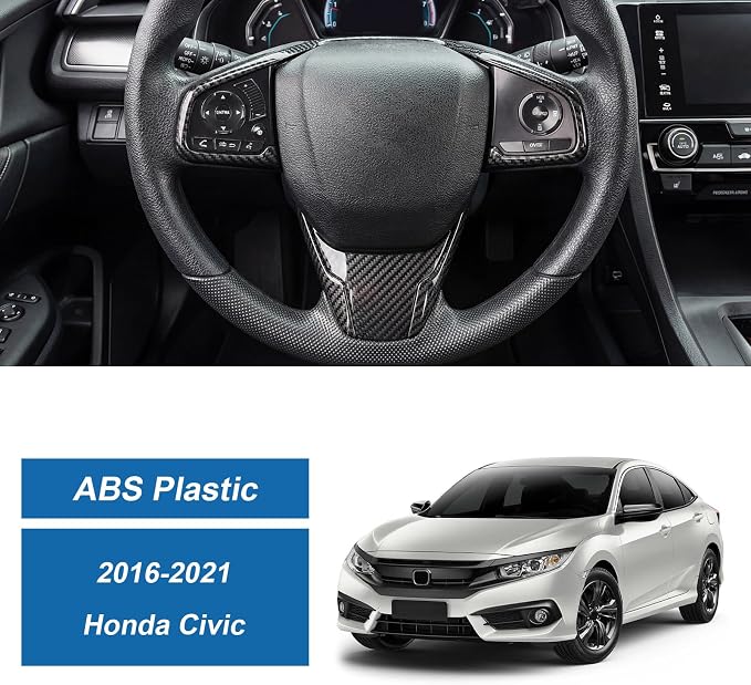 Carbon Fiber Steering Wheel Cover Compatible with Honda Civic 10th Gen 2016-2021