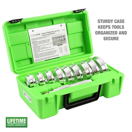 OEMTOOLS 37119 10 Piece Bearing and Race Installer Set, Seal Driver Set with 9 Discs, Master Seal Installation Tool, Bearing Installation Tool Set with Driver and Carrying Case