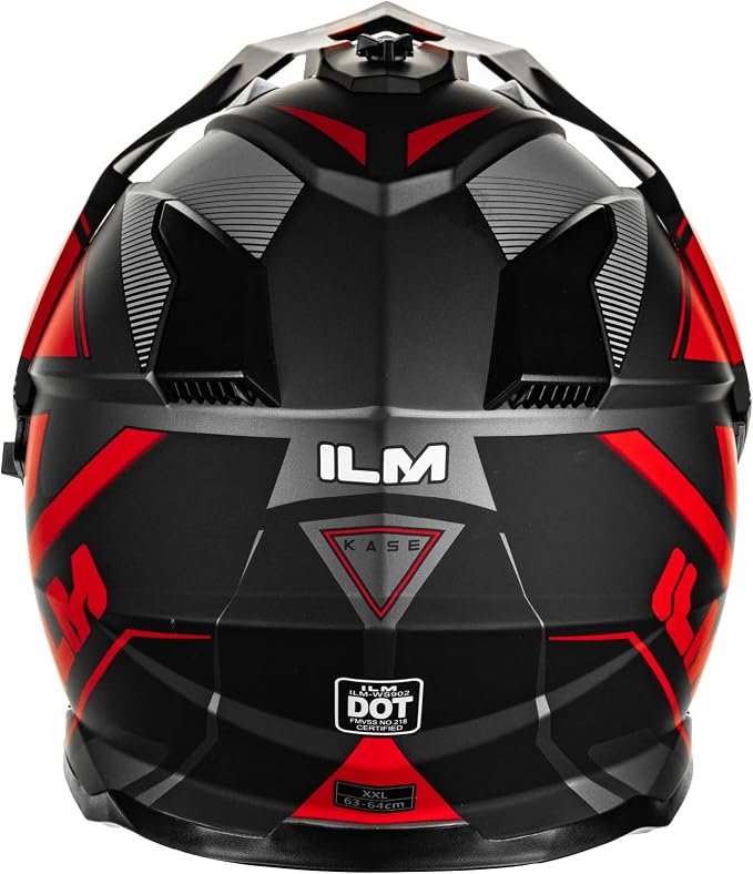 ILM Dual Sport Adventure Motorcycle Helmet with Pinlock Compatible Sun Visor Snowmobile ATV Dirt Bike Off Road Casco Model WS902 RedBlack Large