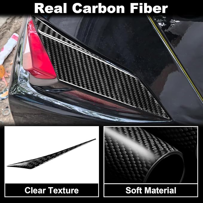 Real Carbon Fiber Tail Light Side Trim Compatible with Corvette C8 2020-2026, Exterior Decor Sticker Accessories