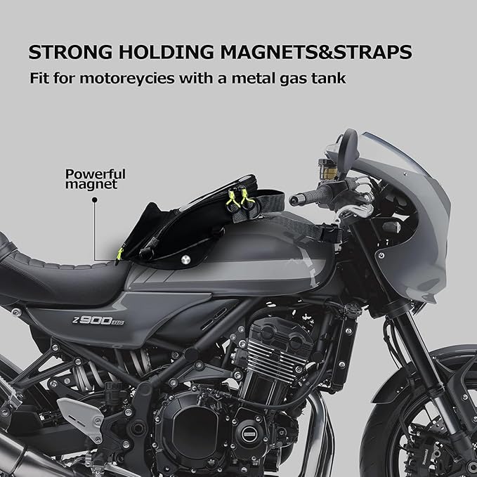 Motorcycle Tank Bag with Waterproof Rain Cover, Strong Magnetic Motorbike Bag with Transparent Phone Pocket for 6.7" iPhone Navigation, Update Version Oxford Fabric Storage Bag for Most Motorcycles