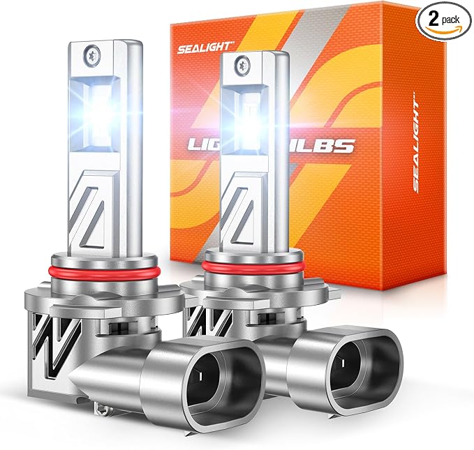 SEALIGHT HB3/9005 Light Bulb, 9X Super Bright 6500K Cool White, 9005 LED Bulbs for Car Powersports ATV/UTV, 1:1 Mini Size, 80000Hrs Lifespan, Pack of 2