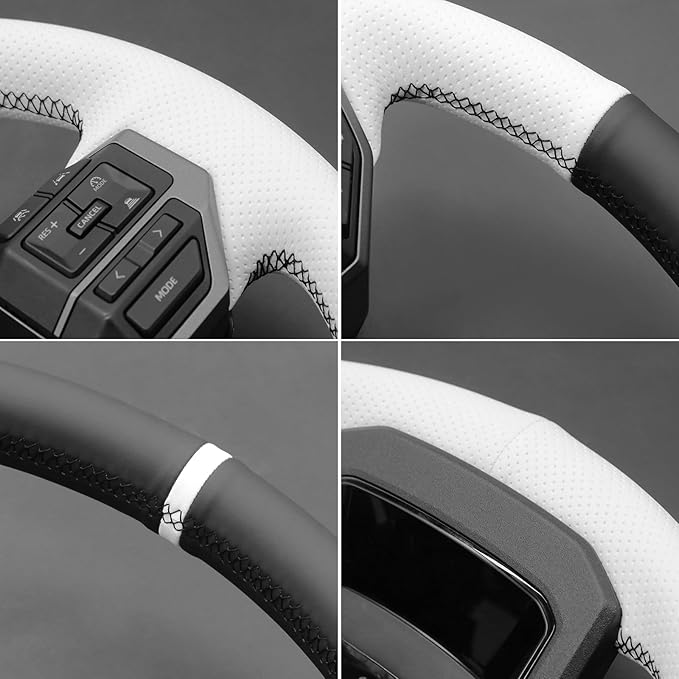 MEWANT Hand Stitch Steering Wheel Cover for Toyota Land Cruiser 2024-2026, Custom Fit DIY Wrap Interior Accessories