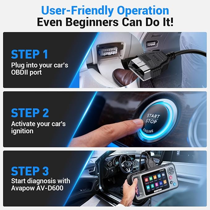AVAPOW AV-D600 4 Systems OBD2 Scanner Engine/Transmission/SRS/ABS Diagnostic Tool, Oil Reset/EPB Reset/Battery Match, Car Code Reader with Auto VIN, WiFi Lifetime Update, Compatible with 7000+ Cars
