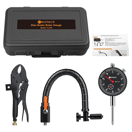 Neoteck Disc Brake Rotor Gauge Set 0-1"/0.001" Ball Joint Runout Gauge Set with 13.77" Flexible Arm and 7" Tight Grip Locking Plier,Widely Used in Automotive Maintenance and Industrial Processes-Black