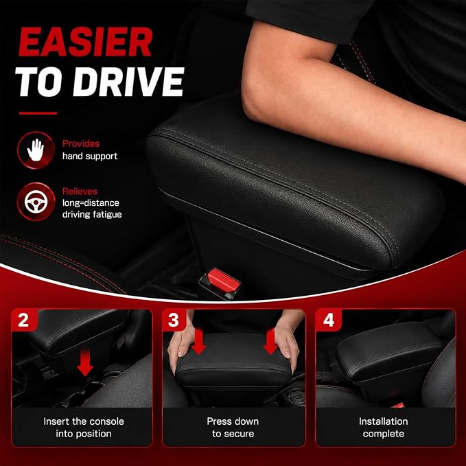 Car Armrest Box Compatible with Honda Fit Jazz Hatchback 2009-2013 Accessories Storage Center Console Double Layer Armrest Organizer Box with USB Ports Black Stitching