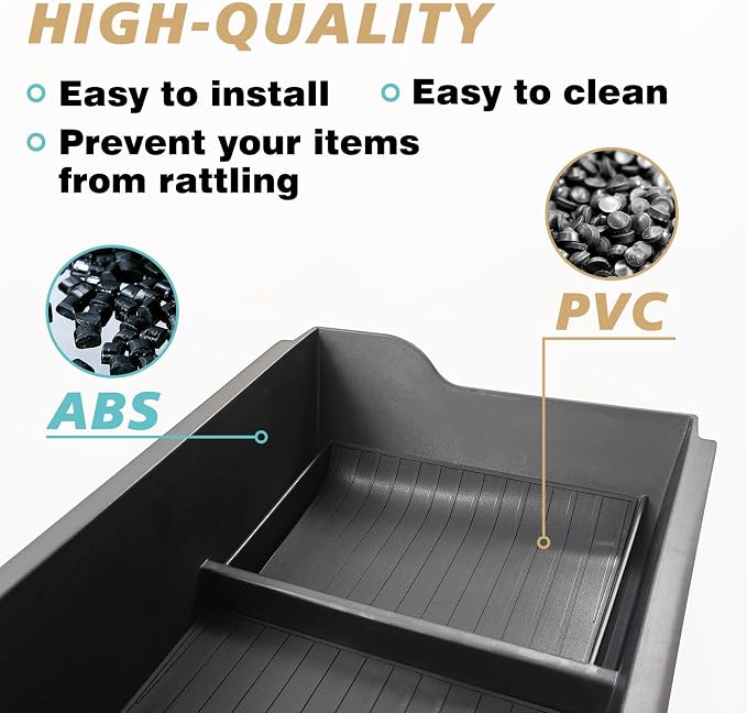 BestEvMod for Ioniq6 Lower Center Console Organizer Compatible with Hyundai Ioniq 6 Accessories 2025 2024 2023 Tray Storage Box Armrest ABS Material (Lower Organizer)
