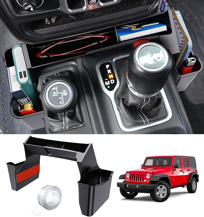 Eamplest Gear Shift Center Console Side Tray Organizer for Jeep Wrangler Bundle with Sun Visor Repair Kit