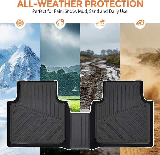Floor Mats for Volkswagen VW Tiguan 5 Seats 2018-2024 (Not for 7-Seat), Custom Fit Heavy Duty TPE All Weather Protection, Waterproof Non-Slip Black Car Liners (Two-Row Floor Mats & Cargo Liner)