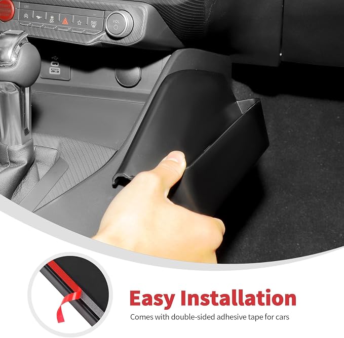 Linskip Center Console Organizer Kit for Ford Mustang Ecoboost, GT, Dark Horse 2024 2025 2026+, Center Console Side Pocket + Door Insert(Black)