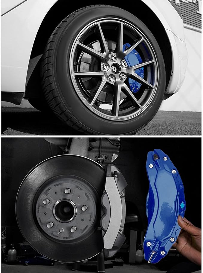 Caliper Covers Set of 4 Compatible with Accessories, Brake Caliper Cover Front Rear Aluminum Alloy, Brake Caliper Covers for 2020-2023 19 20in Wheels hub (Blue)