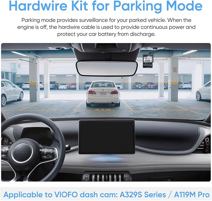 VIOFO Type-C HK6 Acc Hardwire Kit with 8PCS Full Set Circuit Fuse Tap for A329S Series/ A119M Pro, Support Hybrid Parking Mode, Automatic Voltage Display, Low Power Consumption