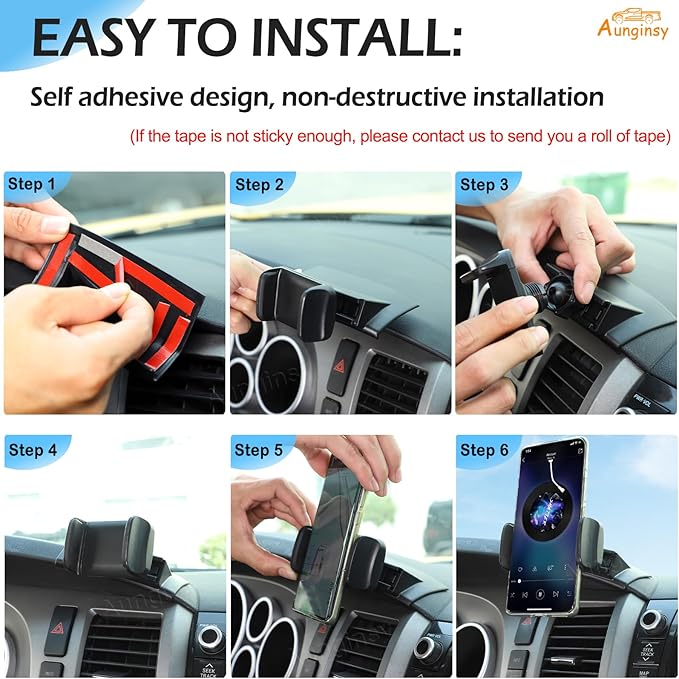 Car Phone Holder Compatible with Toyota Tundra/Sequoia 2007-2013 Center Console Air Outlet Vent Upper Panel Mobile Phone Mount Dashboard Hands-Free Universal Cell Phones Navigation Bracket Accessories