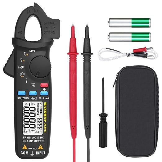 1mA Clamp Meter DC AC Current 6000 Counts True RMS Auto Range Multimeter Capacitance Temperature Live Check Low Impedance Voltage Tester