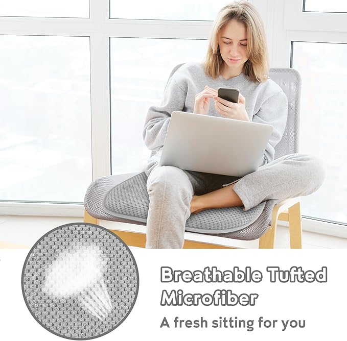 Silver Grey Chairs Cushions for Dining Chairs 6 Pack Non Slip Foam Kitchen Seat Cushions Washable Soft Thick Patio Pads Large Wooden Metal Tapered Chair Cushions,17" x 15"