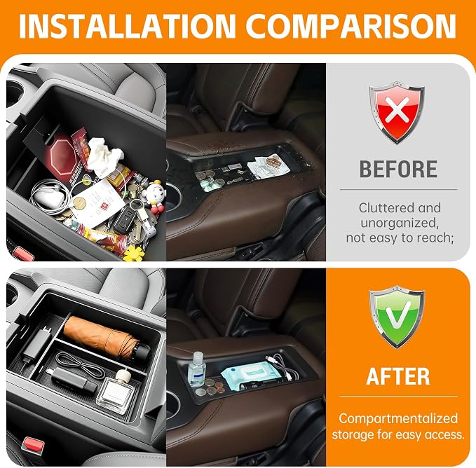 Center Console&2nd Row Armrest Organizer Compatible with 2023-2026 Honda Pilot (Only Fits for 8 Seats) Storage Box for Pilot Accessories