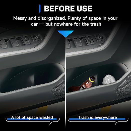 SXCY 2PCS for Toyota RAV4 Trash Can for 2019-2024 2025 Toyota RAV4 Accessories Front Door Side Trash Can [OEM-Fit] Garbage Bin Storage Box Waterproof Leak-Proof Trash Bin w/Lid Odor-Free Storage