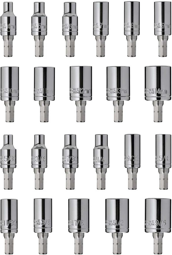 Fix It Sticks All-Purpose 22 Pieces 1/4 Inch Drive Socket Tool Set, SAE (5/32"-9/16") & Metric (4mm-14mm) Sizes