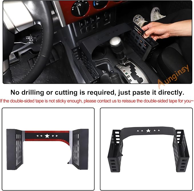 Aunginsy Center Console Gear Storage Box Basket Fit Toyot@a FJ Cruiser 2007-2024 Aluminum Gear Shift Side Storage Baskets Center Console Organizer Tray Armrest Storage Box Basket Interior Accessories