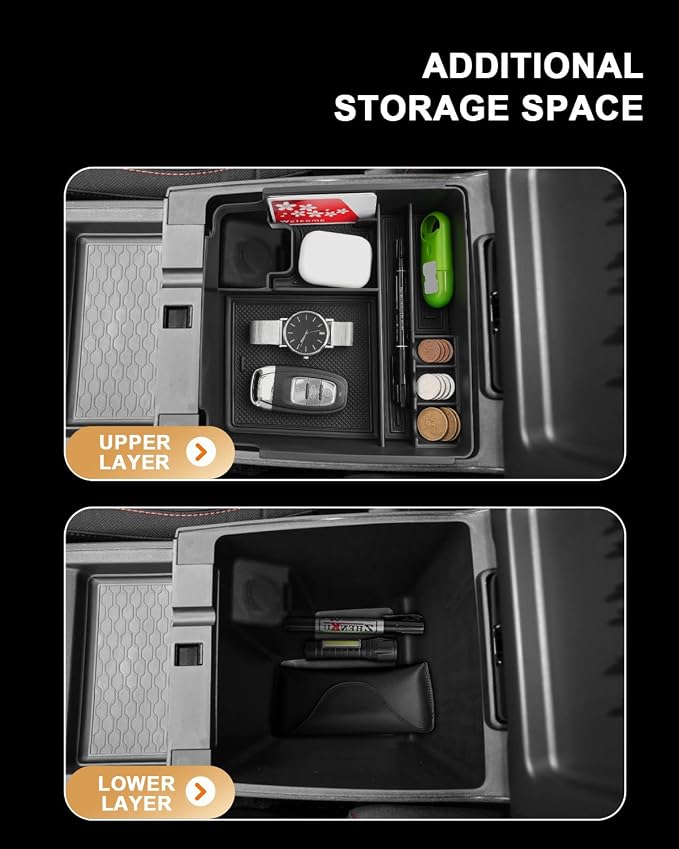 ECOZEN Center Console Organizer For 2022-2026 Nissan Frontier - Armrest Box Storage Tray Compatible with 2022-2026 Frontier Accessories - Armrest Organizer Solid ABS with Anti-Slip Mat