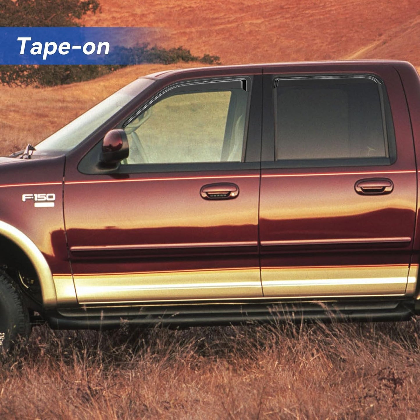 Window Visors Rain Guards for 2001 2002 2003 Ford F150 SuperCrew Cab, Out-Channel Window Vent Wind Deflectors Visors Shades for 2002 2003 Lincoln Blackwood