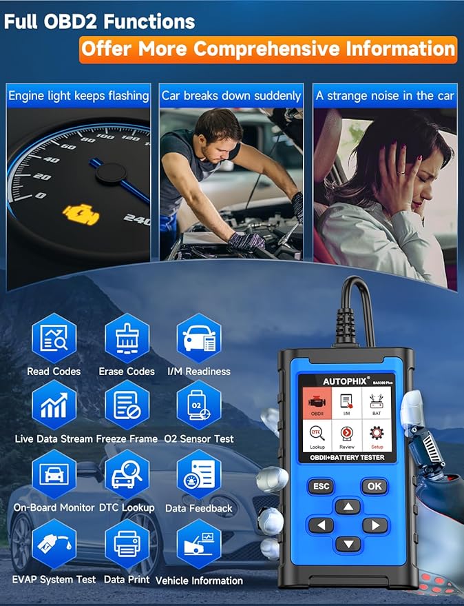 AUTOPHIX 3210 OBD2 Scanner Bluetooth Code Reader with AUTOPHIX BAS300 Plus OBD2 Scanner & Battery Tester