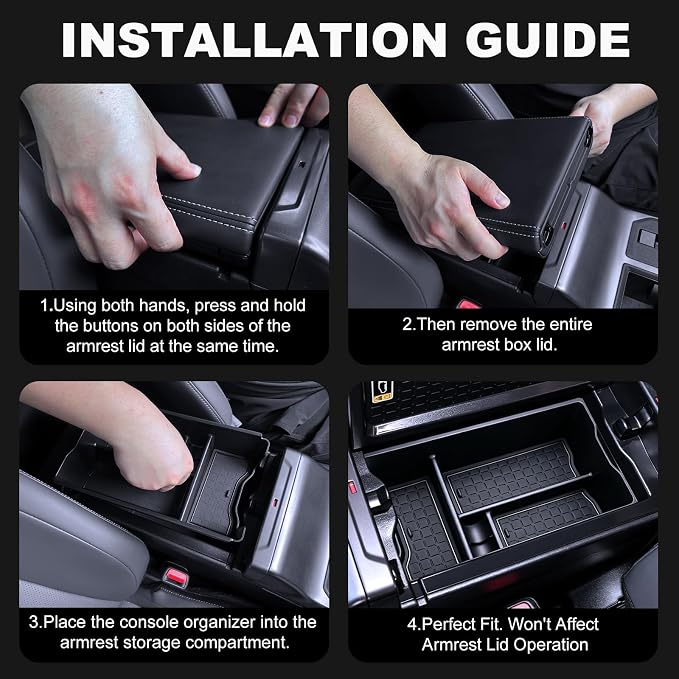 Center Console Organizer Tray Compatible with 2026 Toyota RAV4 Armrest Storage Box Insert Storage Tray ABS Material, 6th Gen Hybrid&Plug-in Hybrid Interior Accessories