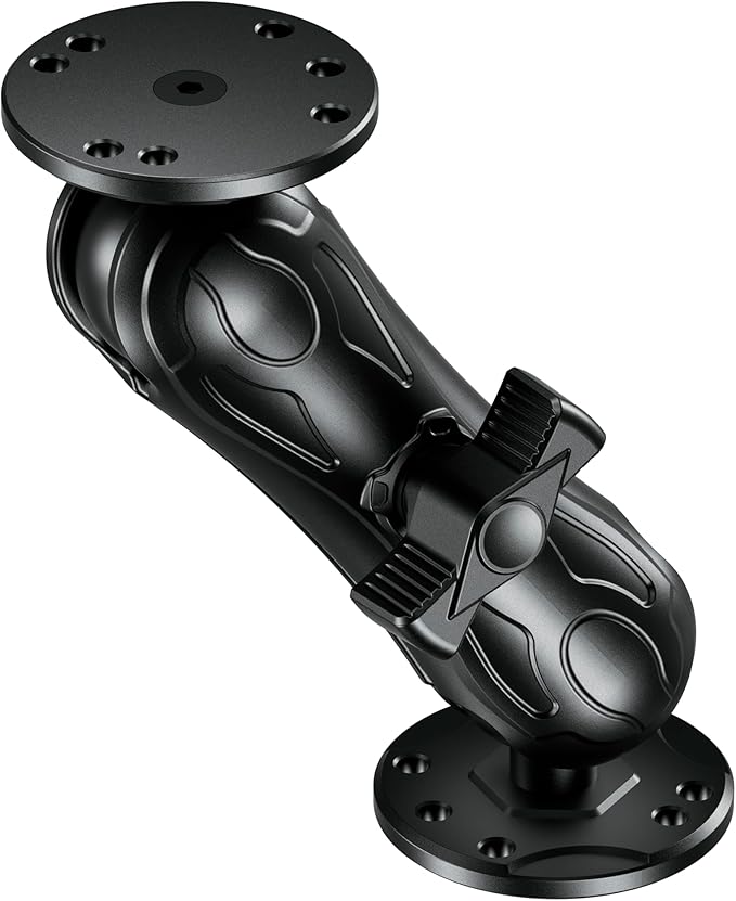 VAZESWIN Aluminum Alloy Fish Finder Mount with 1.5" Ball AMPS Hole Round Plates, 5.7" Medium Arm Marine Electronic Mount Tablet Holder for Garmin, Lowrance, Humminbird, Raymarine and More