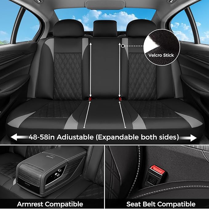 FLORICH Seat Covers, Car Seat Covers Full Set, Waterproof Leather Car Seat Protector, Front and Rear Seat Covers for Cars, Automotive Seat Covers Universal Fit for Most Cars SUV Truck