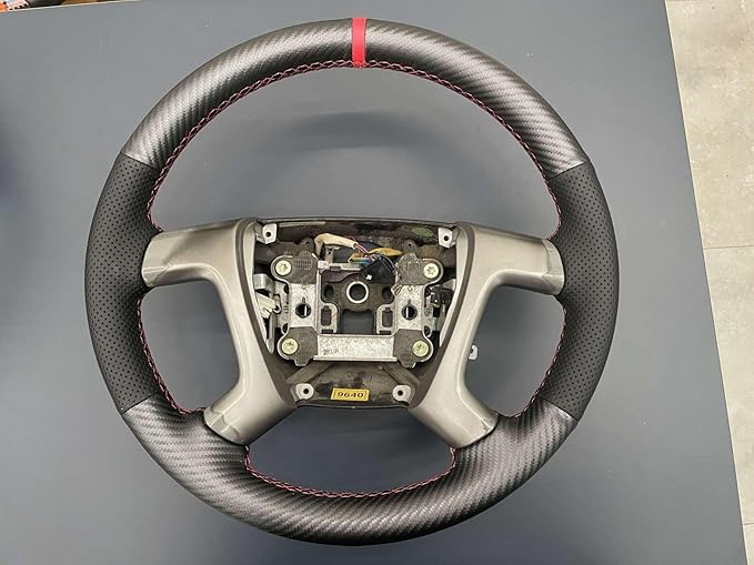 Loncky Leather Steering Wheel Cover for Chevrolet 2008-2013 Silverado 1500 /Silverado 2500 3500/2007-2014 Tahoe/2007-2014 Suburban 1500/2007-2013 Avalanche 1500/2009-2015 Traverse/Express