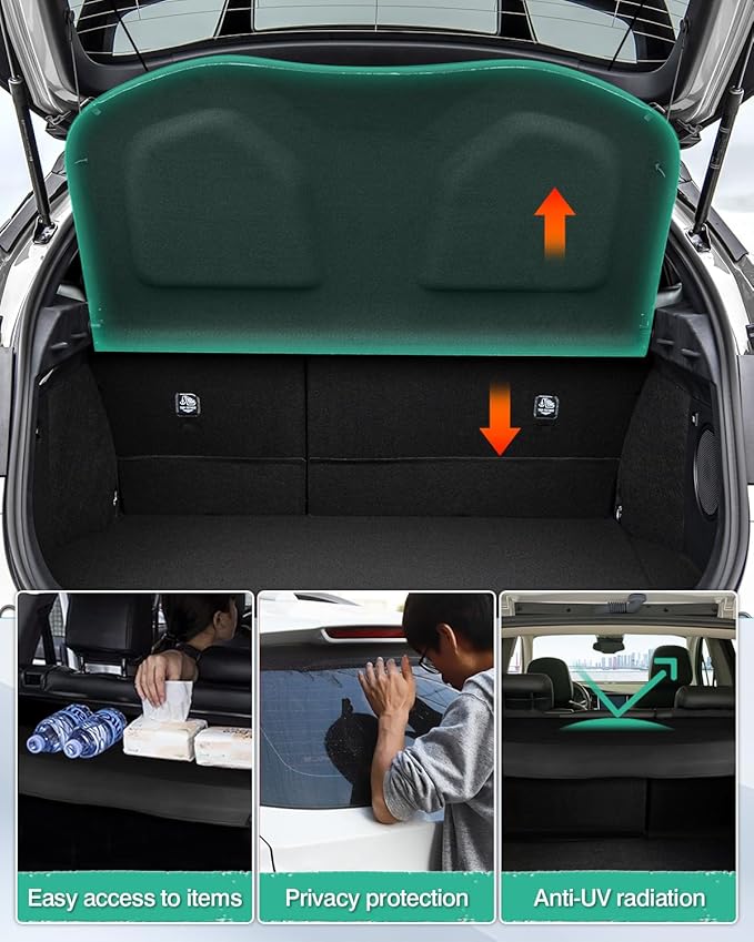 Powerty Cargo Cover for Toyota C-HR 2018-2022 Accessories Trunk Security Shield Shade CHR Trunk Cover Black (Can Withstand The Load)