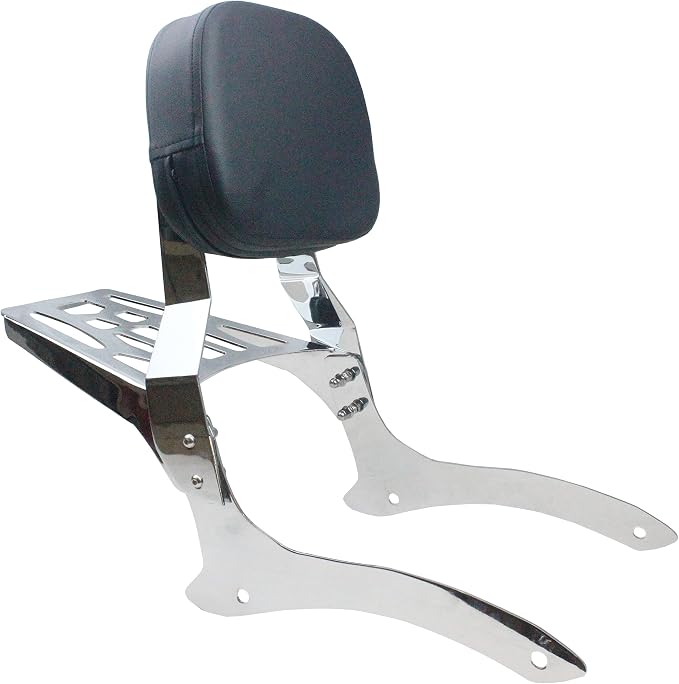 YHMOTO Sissy Bar Backrest + Luggage Rack Combo Fits for 2000-2011 Yamaha V-Star XVS 1100 Classic Dragstar XVS 1100 Classic (Style B-Chrome)