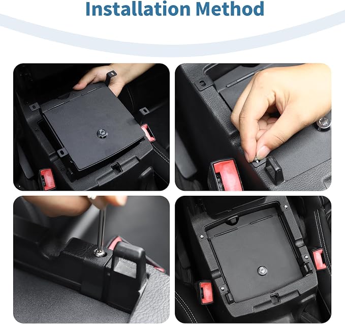 for Jeep JL Center Console Storage Safe Box with Key Lock for Jeep Wrangler JL JLU 2018+ for Gladiator JT 2020+ Black Interior Accessories 1pc