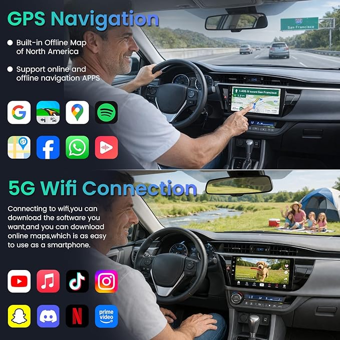 4Core 64G ROM Car Radio Stereo for Toyota Corolla 2014-2016: 5G-WiFi 10.1" 1280 * 800 Touch Screen Head Unit Wireless Carplay Android Auto Bluetooth GPS RDS EQ HiFi FM Mirror Link SWC Backup Camera