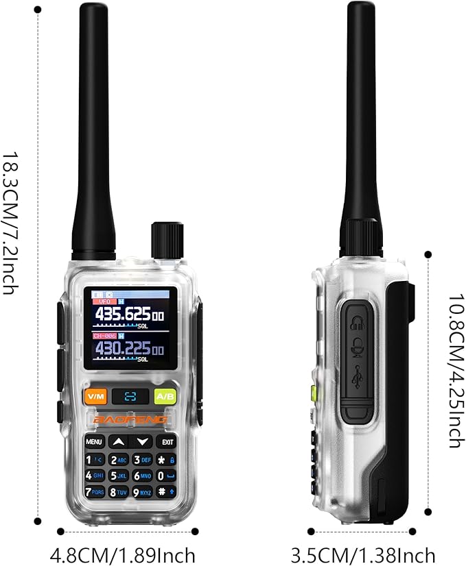 2 Pack BAOFENG UV-5R Mini Two Way Radio BF-5R Mini Walkie Talkie Wireless Power Adjustable Tiny Size Frequency Copy 999 Channels USB-C Charger