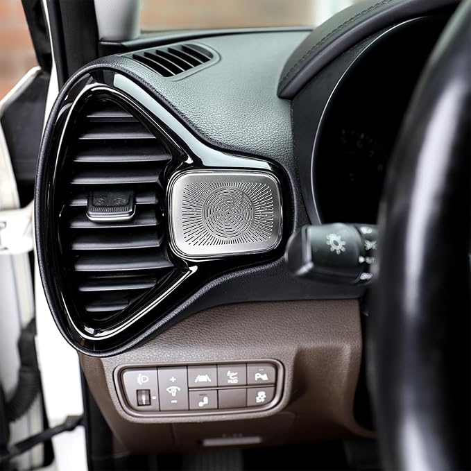 Stainless Steels Upper Air Outlet Speaker Cover Steels Interior Speaker Decoration Trim Cover Compatible with Kia Soul 2020-2025 Accessories (Silver)