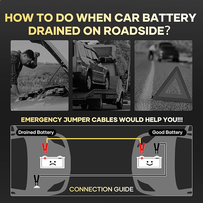 Jumper Cables for Car, Heavy Duty Automotive Booster Cables for Car, SUV and Trucks Battery, for Jump Starting Dead or Weak Batteries with Carry Bag, Gloves, Brushes(6 Gauge 16 Feet)