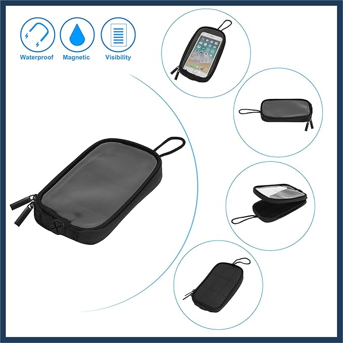 Universal 7'' Magnetic Tank Bag with Headphone Hole PU Leather Waterproof Motorbike Saddlebag for Motorcycle Stylish Design