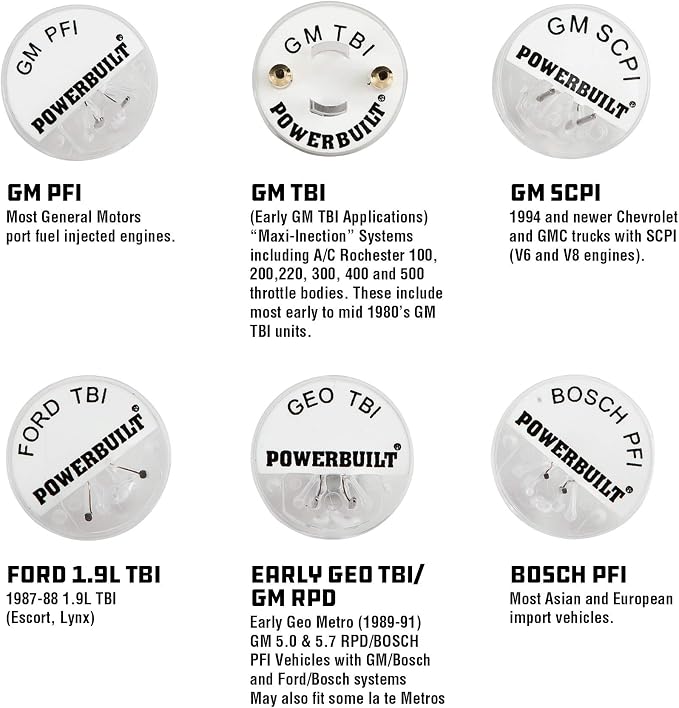 Powerbuilt 6 Piece Deluxe Noid Light Test Kit, Fuel Injector Components Testing,GM, Ford, Asian, European, Imports, Domestic Adapters - 940580