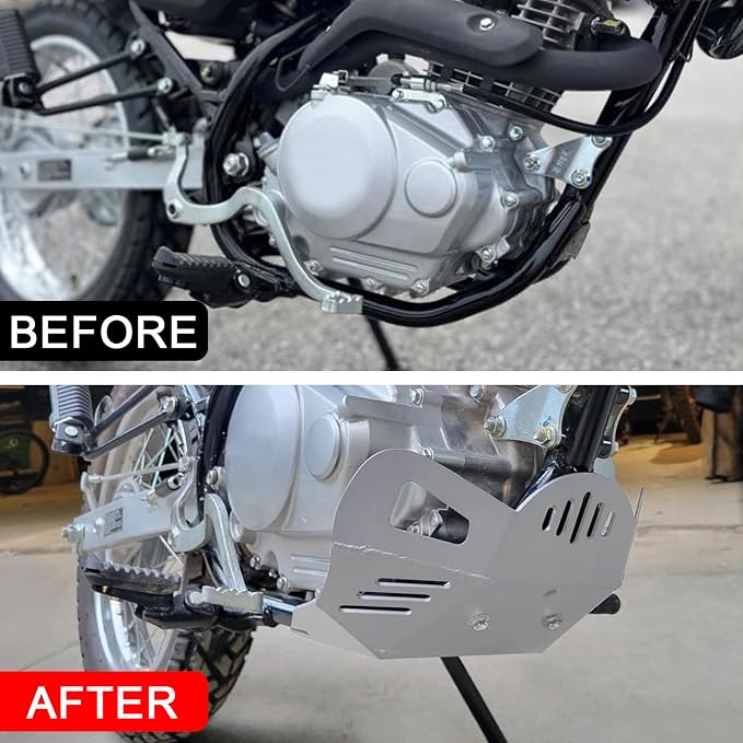 Motorcycle Skid Plate Replacement for Honda XR150L XR150 L 2017-2025 Under Engine Protection Aluminum Bash Plate(Silver)