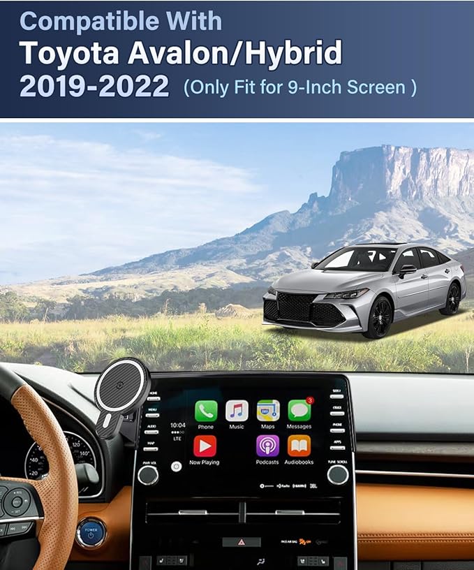 PZK Car Phone Holder for Toyota Avalon/Avalon Hybrid 2019 2020 2021 2022 Accessories 9-Inch Screen Fixed Clip Strong Magnetic 15W Fast Wireless Charger Car Phone Mount 360° Rotation Not Affect Vent