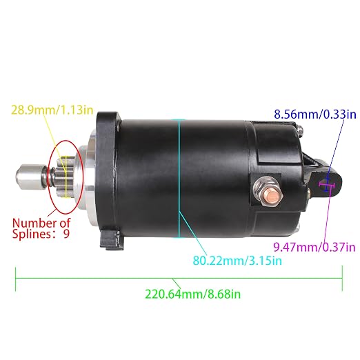 SouthMarine Outboard Engine 6E5-81800-10 6E5-81800-11 12 Starter Motor for Yamaha 115HP-200HP, 50-825095 for Mercury 40HP-50HP, S114-323A/B/C S114-323CN for Hitachi, fit Sierra 18-6413, fit Arco 3426