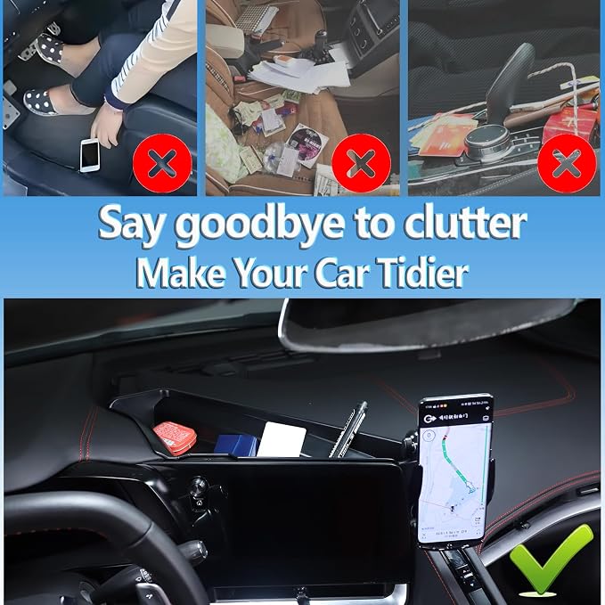 Sekhyna Navigation Screen Back Storage Box Compatible Chevrolet Corvette C8 2020-2025,Dash Organizer Tray,Center Console Phone Insert Auxiliary Storage Tray Interior Accessories (with Phone Mount B)