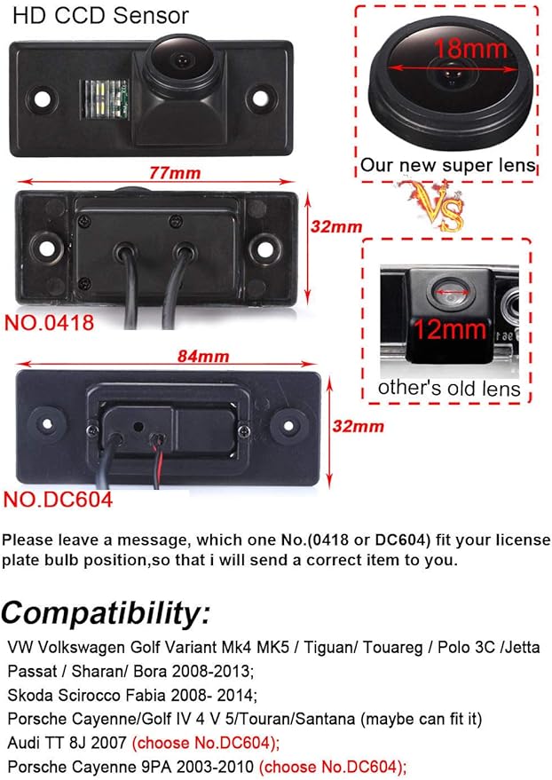 Super Starlight pro Vehicle Camera 170 Wide Angle Night Vision Rear View Camera Reverse parking for VW Golf Variant MK4 MK5 Tiguan Touareg polo 3C Jetta Passat Sharan Bora Skoda Scirocco Fabia