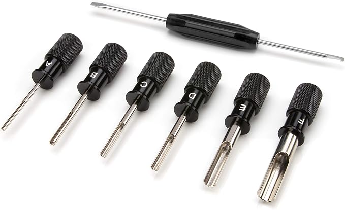 Steelman 7-Piece Deutsch Terminal Tool Kit for Auto Techs, Remove Terminal Block Wires Without Damage, Tools for 4, 8, 12, 14, 16, and 20 Gauge Wire Terminals, Wedge/Removal Tool and Screwdriver