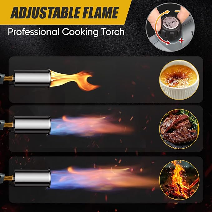 Propane Torch Gun with Adjustable Flame, Blow Torch Gun for BBQ, Campfire Starter, Welding, Searing Steak (Propane Tank Not Included)