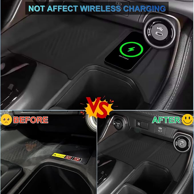 2Pcs Center Console Accessories for Toyota 2026 2025 2024 Grand Highlander Console Organizer Storage & Wireless Charging Anti-Slip Mat Protector Interior